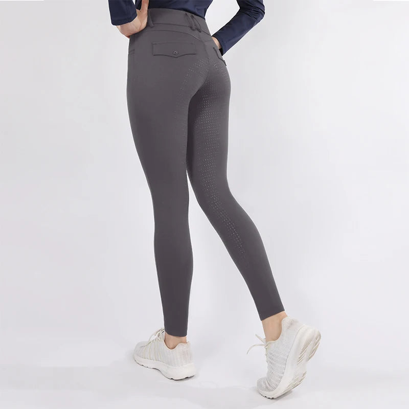 High Quality Compression Riding Breeches Four Way Stretch Riders Pants Full Seat Silicone Zipper Button Equestrian Clothing