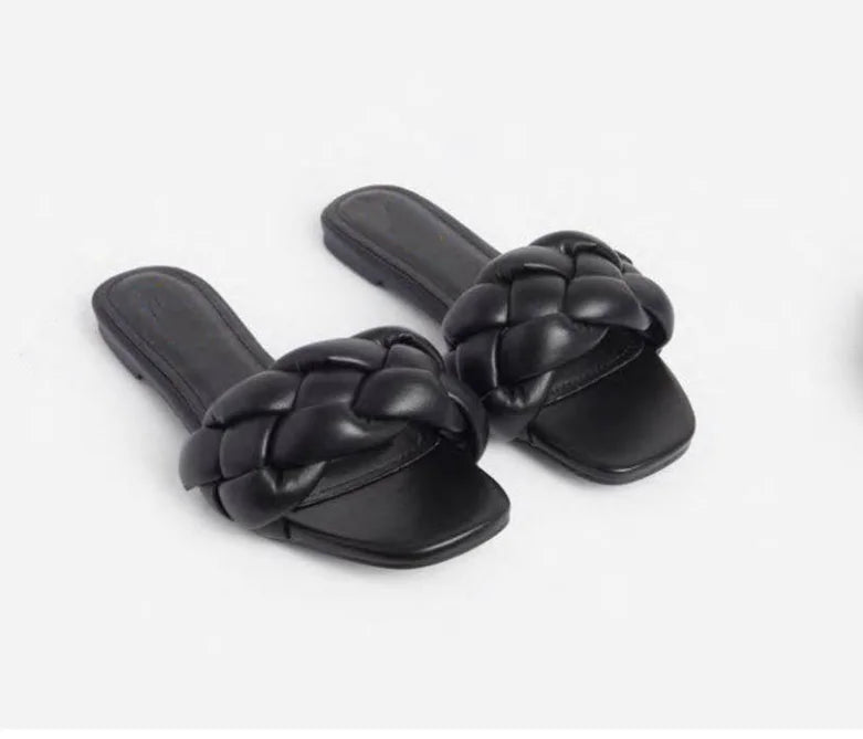 MSGO 2025 New Women's Flat slippers Black-Khaki Fashion slippers Women