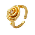 Hot Sale Latest Creative Design Advanced Flower Rose Shape 18K Gold Plated Copper Ring for Adult Woman Style Factory Direct Sale