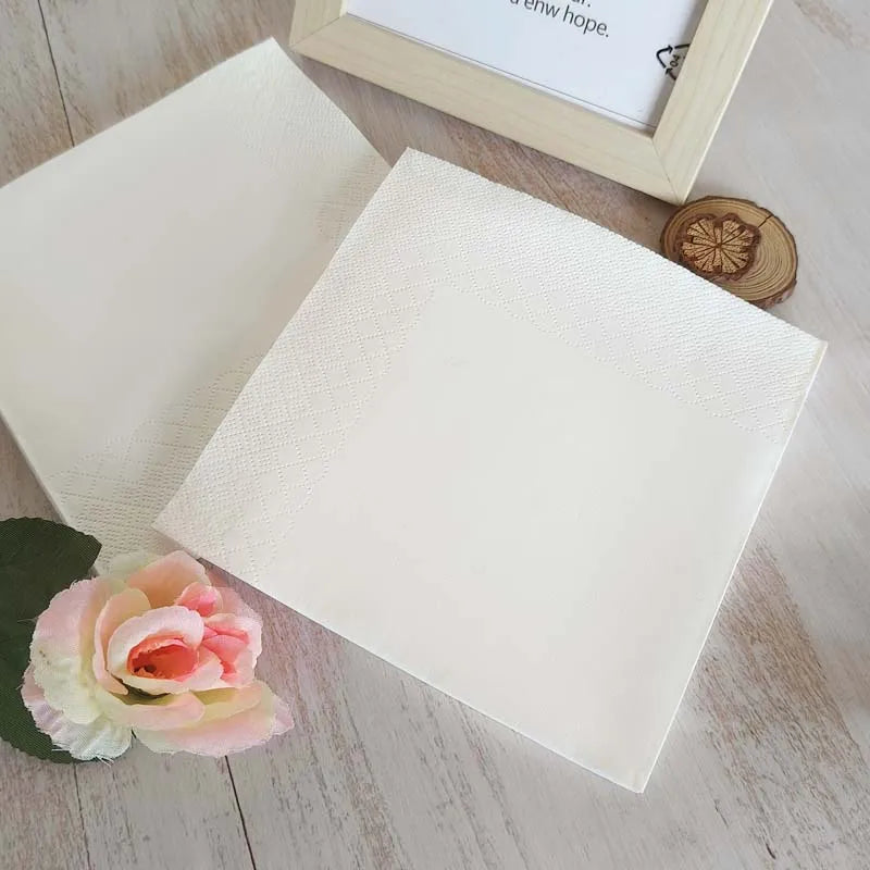 2-Ply Soft Virgin Wood Pulp 30x30cm Foldable Cocktail Napkins Bag Style Multi-Use Premium Paper Products Customizable 100/Pack