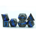 Factory Direct Custom 7pcs Full Blue Stripe Polyhedral Metal Dice Set Matt Zinc Alloy Table Game Accessories Wholesale Bulk Dice