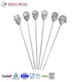 Custom Design Food-safe Test Metal Barware Dia De Muertos Skull Shape Cocktail Pick Garnish Skewer