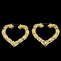 Fashion Gold Plated Personalized Big Large Gold Custom Heart Square Hoop Bamboo Earrings