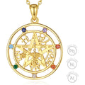Wholesale Price 7 Chakra Tetragrammaton Pentagram Necklace Cubic Zirconia 925 Sterling Silver 18K Gold Plated Engagement Wedding