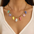 Women's Boho Ceramic Fish Conch Link Necklace Colorful Rope Bohemian Beach Jewelry for Summer Swimwear Fashion Pendant Necklaces