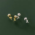 Imitation Pearl Mini Flower Stud Earrings for Women 925 Sterling Silver Jewelry