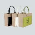 Wholesale Retro Style DIY Linen Gift Bag Laminated Jute Tote Bags with Long Rope Handle Waterproof Shopping Bag