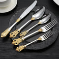 Stainless Steel 304 Royal Spoon Fork and Knife Silverware Wedding Golden Plated Retro Flatware Gold Vintage Luxury Cutlery Set