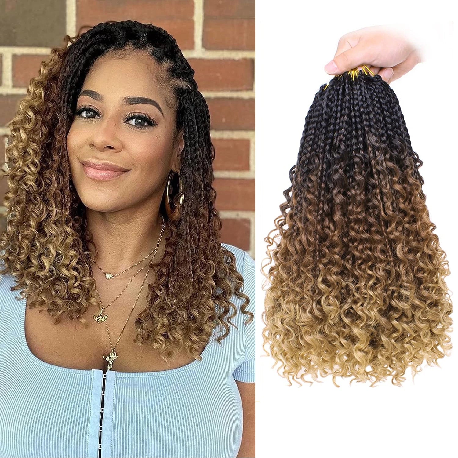 Goddess Box Braids With Curly Ends Crochet Hair 14 18Inch Boho Box Braids Crochet Hair Crochet Braiding Hair