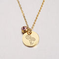 2021 New Designs Stainless Steel Birthday Necklace Custom Flower With 12 Birthstone Disk Pendant Necklaces