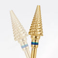 Professional Manicure Great Durability Gold Conical Tungsten Carbide Nail Drill Bit Serves for Formation  Gel Acrylic Lowering