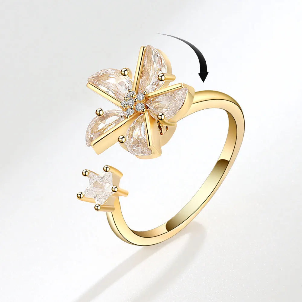 Wholesale Hot Selling Adjustable Anxiety Stress Relief Copper Fidget Spinner Ring for Women Girl Gift
