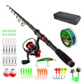 Ready to Go Children Adult Outdoor Camping Fishing Full Combo With Rod Reel Lure Kit Pe Line Carrier Bag