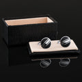Fashion Elegant Vintage Round Metal Black Enamel Stripes Men Cufflinks