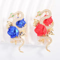 Sophisticated Creative Breastpin Chinese Stylish Luxury Enamel Rose Flower Lapel Pin Trend Ladies Fashion Elegant Snake Brooches