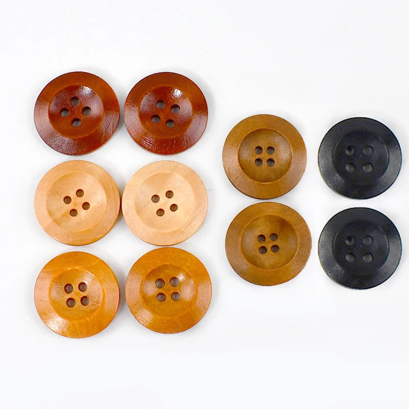 Meetee C1-28 25mm Clothing Accessories Natural Wooden Round 4 Holes Buttons for Shirts Felt Coats