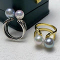 R1232 9-10mm Natural Freshwater Pearl Ring Accessory 925 Sterling Silver Adjustable Size Engagement Jewelry Ring for Women