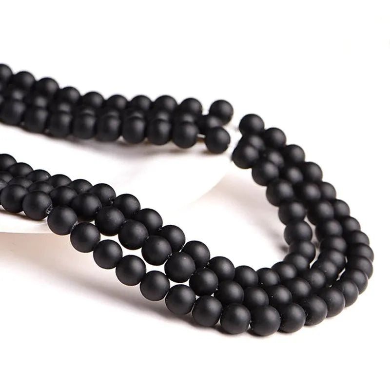 2020 Wholesale High Level Natural Stone 8mm Matte Black Onyx Glossy Loose Gemstone Beads for Jewelry Making
