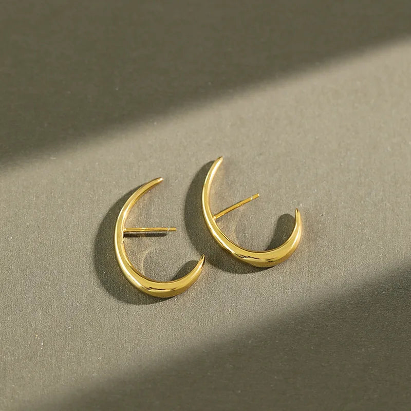 VIANRLA  Simple Women Earrings 925 Sterling Silver Minimalist Stud Earrings in Gold and Silver