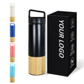Custom Bamboo Shell Sport Vacuum Flask With Handle Stainless Steel Insulated Thermo Bottle