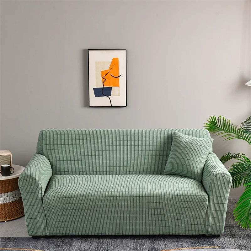 Simple Living Room 1/2/3/4 Seater XL Grommet Pulled Stretch Solid Colour Fitted Sofa Cover