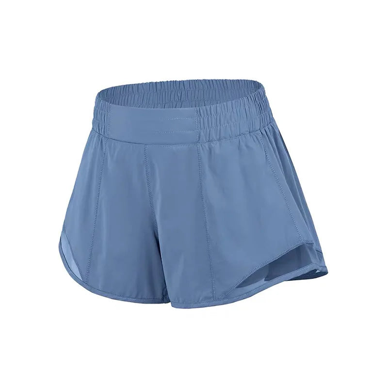 Women's Summer Sports Shorts Anti-slip Zipper Pocket Quick-drying Mesh Breathable Running Training Tennis Yoga Fitness Pants