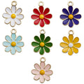 Wholesale Alloy Enamel Pendant Daisy Charms Sunflower Pendant for DIY Keychain Earrings Necklace Pendant