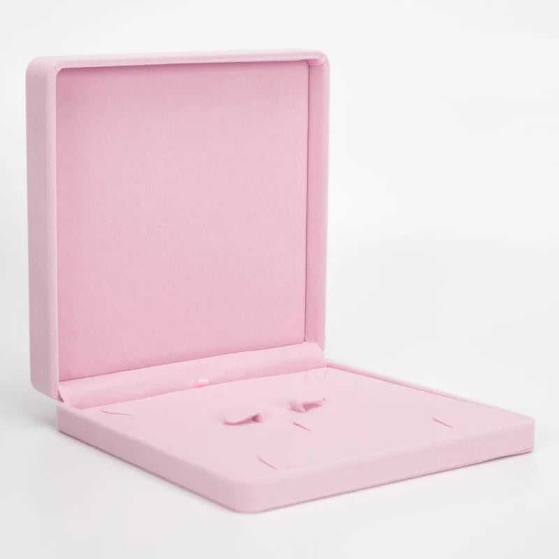 Luxury Custom Logo Velvet Gift Pendant Packaging Boxes for Jewelry Square Earring Ring Jewellery Storage Plastic Velvet Boxes