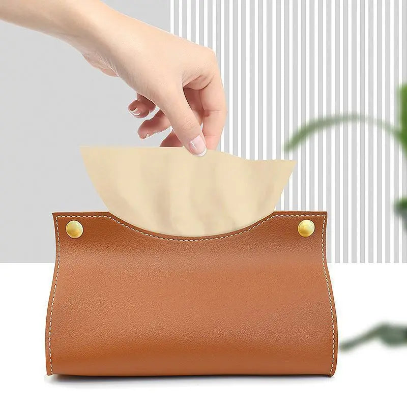 Nordic Style Hotel Leather Tissue Box New Style Home Desktop Storage Car PU Leather Tissue Box