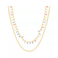 Nabest Stainless Steel Colorful Enamel Tassel Necklaces Women Teen Girls Gold Filled Waterproof Layers Boho Jewelry Necklaces