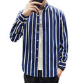 10%OFF M-5XL Korean Version of the New Four Seasons Shirt Youth Men's Business Casual Striped Lapel All-match Top Shirt