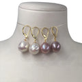 High Quality 11-12 mm AA+ Freshwater Keshi Baroque Pearl Earring Full 925 Silver Loop for Weddings Anniversaries Parties Gifts