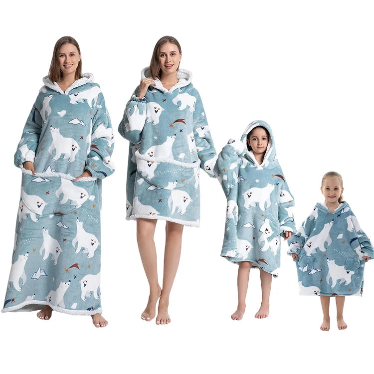 China Home Textile Custom Hooded Wearable Sweatshirt Flannel Sherpa Oversize Blanket Hoodie