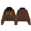 Custom  Antique Retro Button up Denim Jacket Oversized Windbreaker Embroidery Quilted Down Duck Fabric Cargo Pocket Jacket