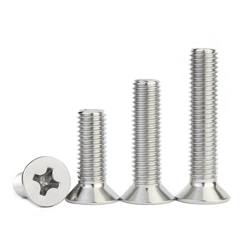 Customized 304 Stainless Steel Metric ISO Flat Head Cross Recessed Countersunk Wood Screws