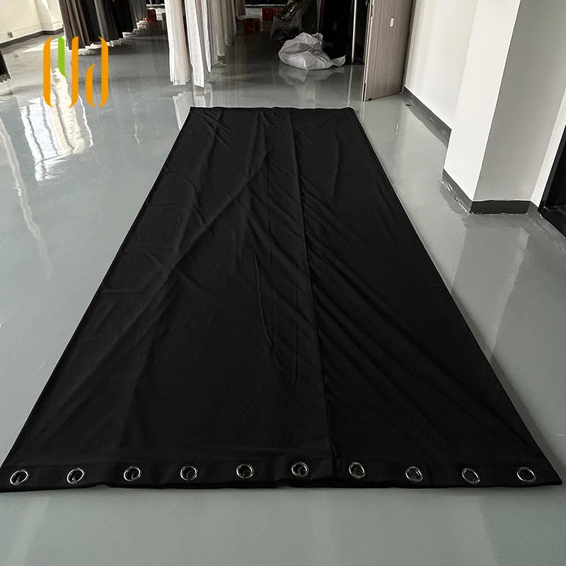 420gsm Flame Retardant Grommet Velour Stage Curtain NFPA 701 Tested Ultra Blackout Performance Heavyweight Knitted Fabric Ultra