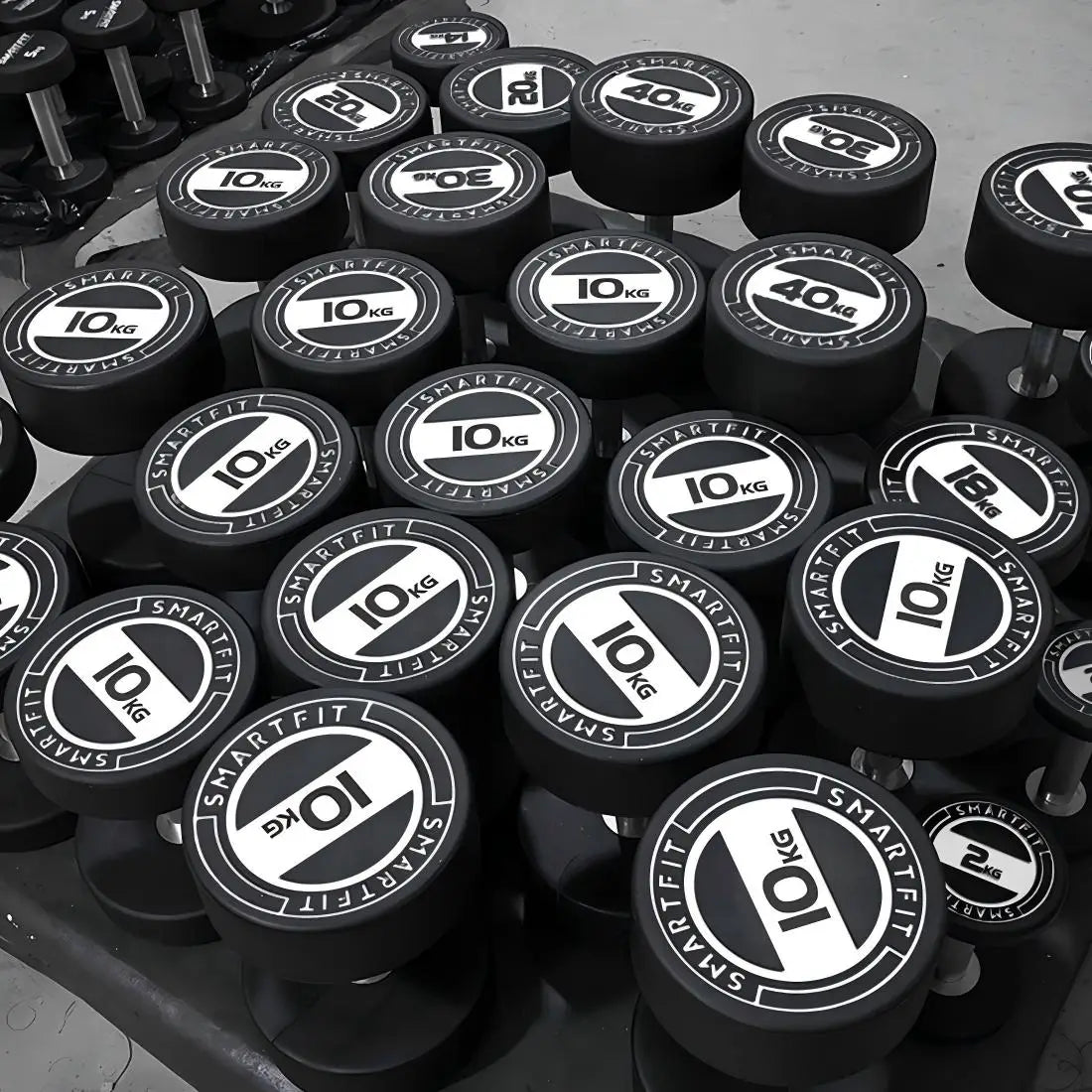 SMARTFIT Custom Logo Free Gym CPU Dumbbell Set Home and Commercial Use Urethane Solid Steel Hand Weights