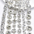 Fancy Bling Glass Rhinestone Crystal Chain Sewing Applique Trimming for Wedding Cake Dress Belt Decoration Garment Accessories