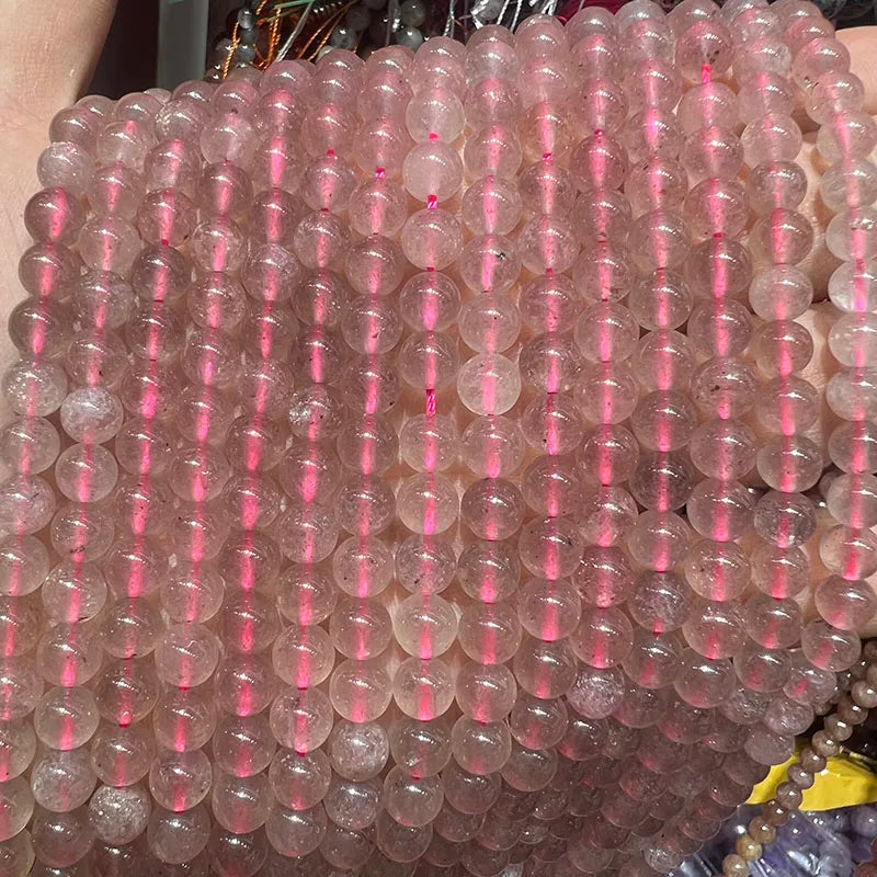 Wholesale 4/6/8/10/12mm Natural Stone Strawberry Quartz Crystal Round Loose Beads for Jewelry Making DIY Bracelet Necklace