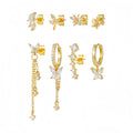 8Pcs Delicate Flower Pendant Earrings S925 Silver 5A Zircon Ideal for Wedding Accessories Jewelry Set