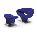 Modern Designer Wood and Fabric Ribbon Chair and Ottoman with Reclining Feature for Bedroom & Hotel Use