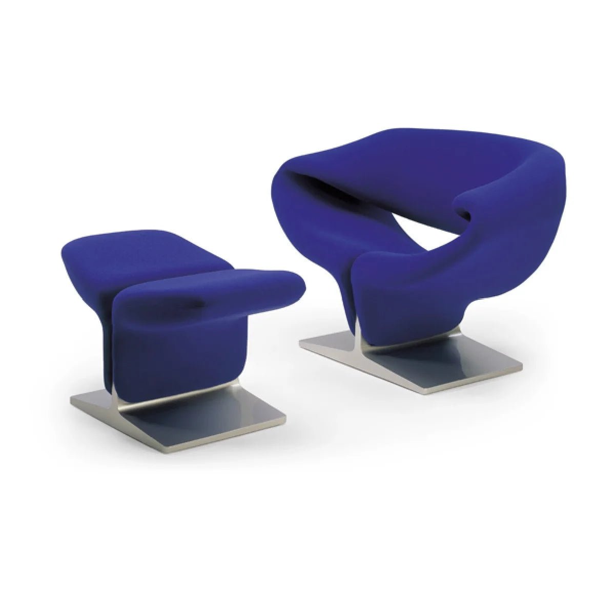 Modern Designer Wood and Fabric Ribbon Chair and Ottoman with Reclining Feature for Bedroom & Hotel Use
