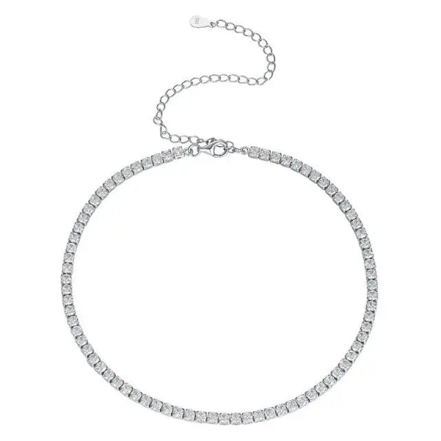 S925 Sterling Silver Tennis Chain Necklace for Women's 3mm 2mm White Crystal Cubic Zirconia Tennis Necklaces