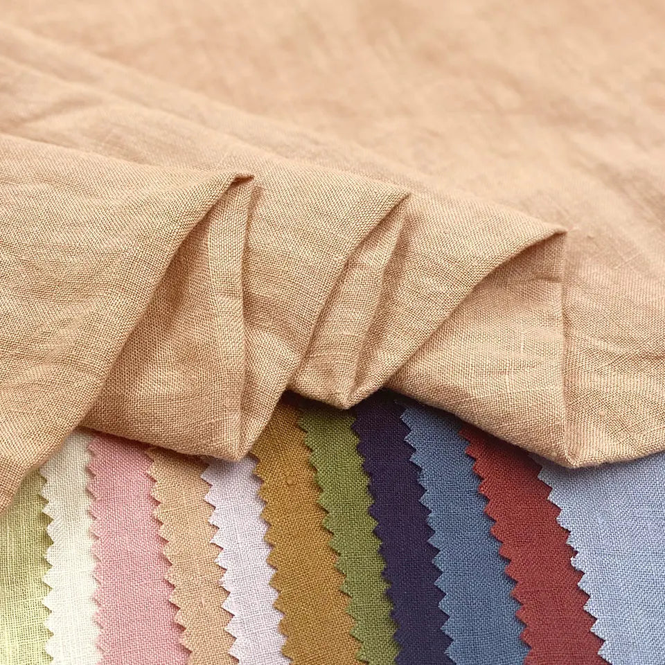 Supplier Wholesale Japanese Crepe Crinkle Color Dyed Plain Fine Stone Washed Organic 100 Linen Fabric for Garment Clothing