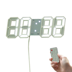 EMAF Modern Home Decorate Remote Control 3D LED Table Wall Clock Time Day Temperature Alarm Clock with 99'99'' Timer Function