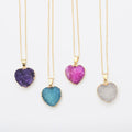 Healing Reiki Druzy Rose Quartz Gemstone Pendant Spiritual Heishi Energy Birthstone Crystal Heart Pendant for Jewelry Making