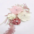 Romantic Embroidered pink 3d Flower Lace Applique Sewing on Clothes LT2383A