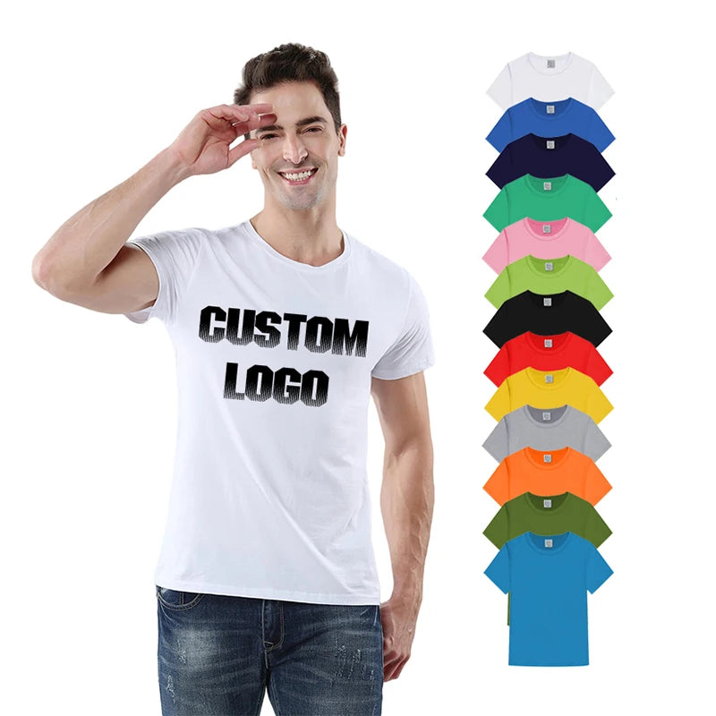 Custom Modal Polyester T-Shirts for Men Summer Knitted Fabric with Heat Transfer Printing Logo and Own Brand Customizable