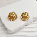 Vintage Style Fashion Earrings Hollow Woven Design with Glossy Shell Pearls Elegant and Delicate Jewelry for Women