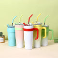 Outdoor Gift Set Custom Wholesale Stainless Steel Iced Travel Insulated Coffee Tumbler With Straw